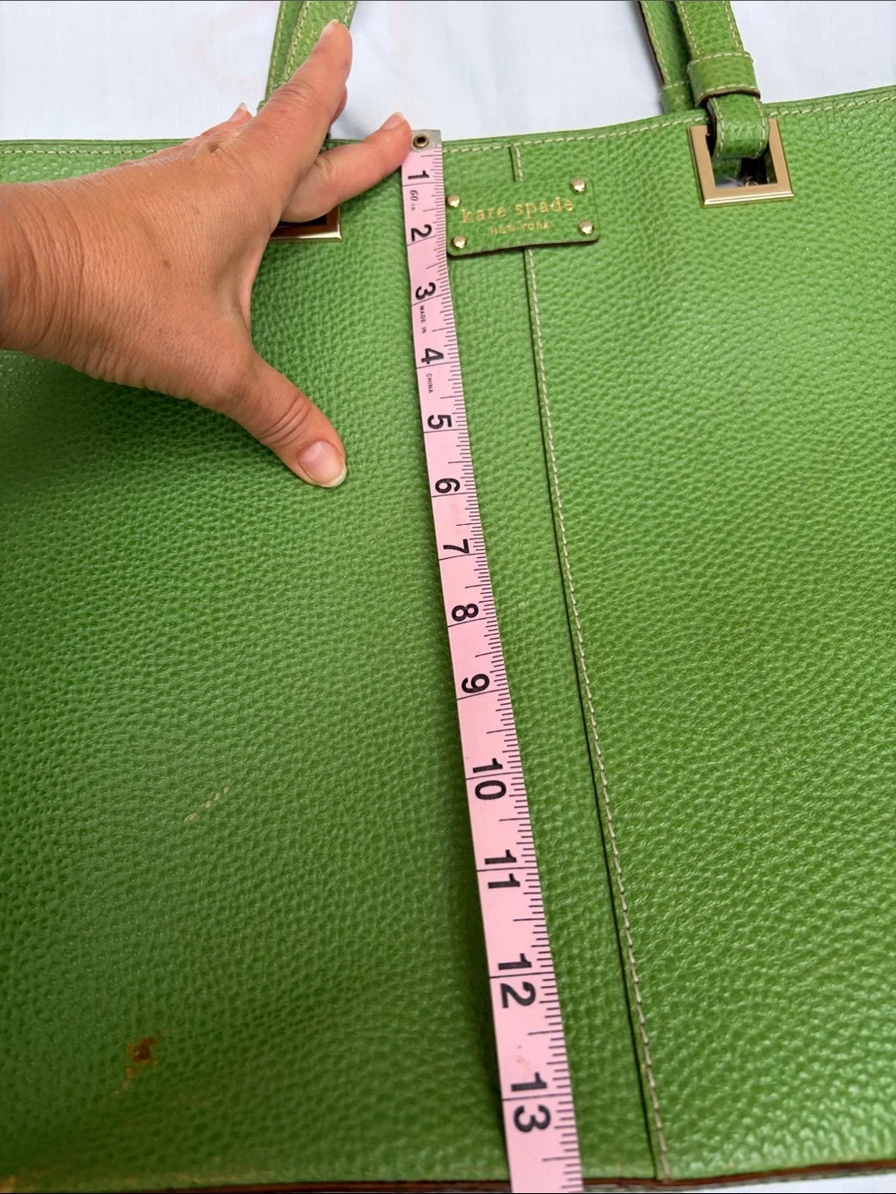 kate spade Bright Green Pebbled Leather Tote
